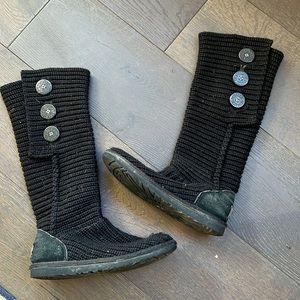 Black UGG boots with buttons on  side S6 Used but has so much more life in them